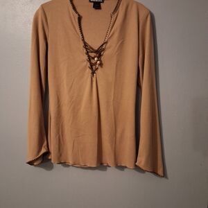 Misdemeanor Tan Long Sleeve Women's Top